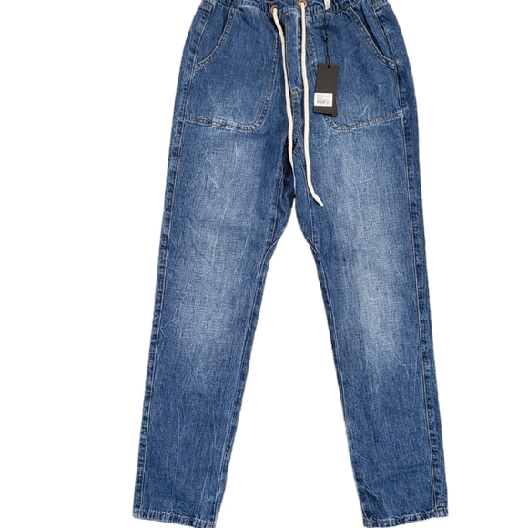 OneTeaspoon Shabbies Drawstring Boyfriend Jeans in Resort Blue XS - Picture 7 of 10